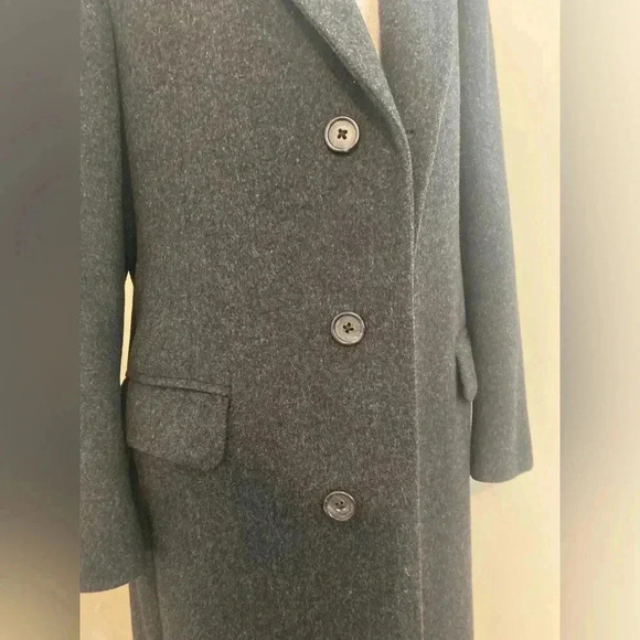 Pierre Cardin Pure Wool Dark Grey Trench Coat Lined Size Large - Picture 2 of 12